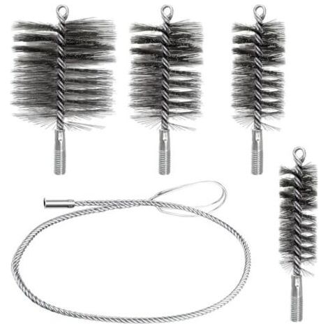 Ensemble de 4 brosses de cheminée, poils résistants, grande facilité d'utilisation, brosse pour le nettoyage des conduits de poêle et l'élimination de la rouille, brosse de nettoyage pour conduits de