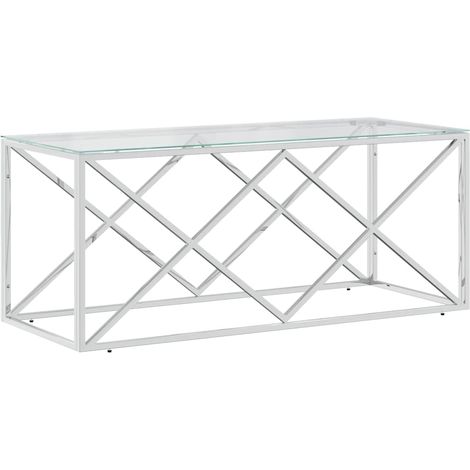 Mesa de centro acero inoxidable y vidrio 110x45x45 cm vidaXL