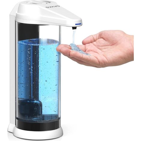Distributeur de Savon Automatique, 500ml/17oz, 3 Couleurs, Fonctionnant sur Batterie Distributeur de Savon sans Contact, Blanc, 500ml/17oz (1/5)