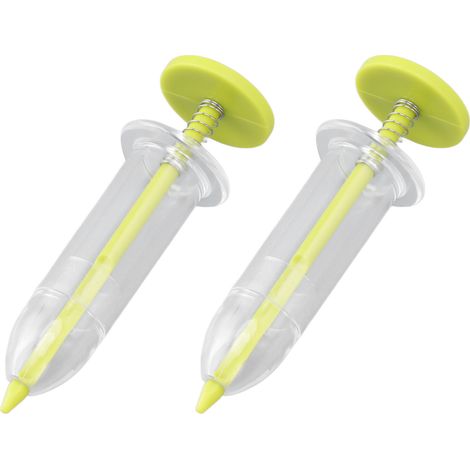 Lot de 2 mini semoirs distributeurs de graines, petits semoirs manuels réglables, outil de jardinage jaune (1/5)
