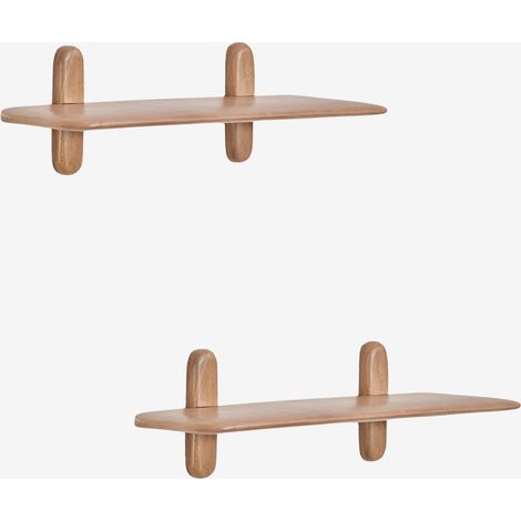SKLUM Pack mit 2 Wandregalen aus Veleta-Holz  &x2194&xFE0E 80 cm            Mango-Holz                     