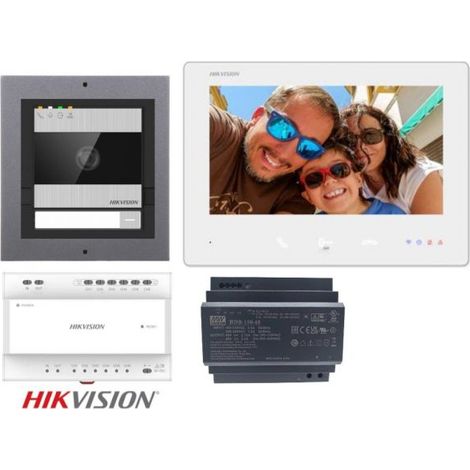 KIT Videocitofono Hik Vision monofamiliare Smart 2 Fili Monitor 7 pollici Wifi Bianco