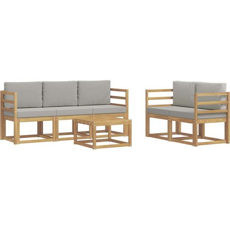 Outdoor Sofa Set 6 pcs White and Light Grey Polyester vidaXL (1/5)