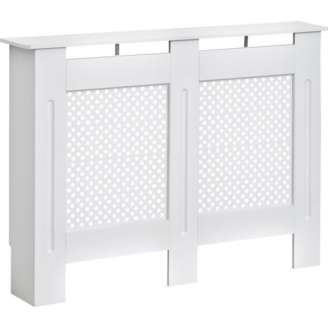 Copritermosifone in Legno a Griglia Bianco 111.5x82x19 cm