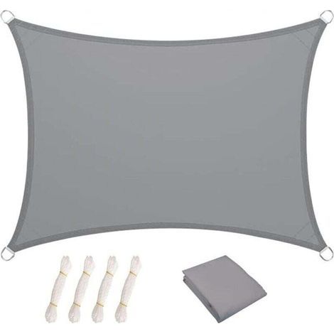 Store extérieur rectangulaire en toile 1,8 m x 2 m, protection UV 95 % pour balcon, jardin, cour, parc, pelouse, piscine, avec cordes de fixation (gris) (1/3)