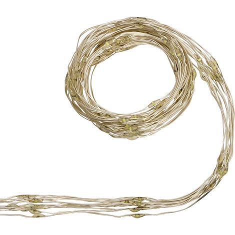 Guirlande lumineuse cascade d'extérieur 1 m 200 LED blanc chaud fil cuivre 13 fonctions avec minuteur sur secteur - Atmosphera créateur d'intérieur (1/5)