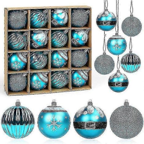 Boules de Noël bleues, boule de Noël peinte de 6 cm, sapin de Noël géant (1/5)