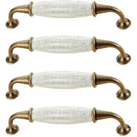 Poignée Meuble Vintage Laiton Vieilli  144  33mm  Zinc-Aluminium et Porcelaine  Poignée pour Poignee de Meuble Cuisine (1/5)