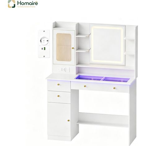 Chaise blanche avec port USB en blanc 104 x 40 x 136 cm HOMAIRE (1/5)