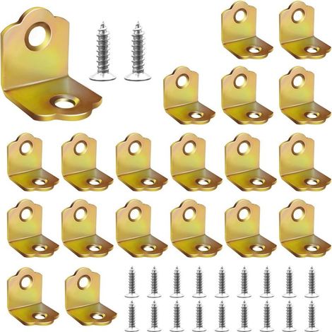 (18mm x 19.5mm)20 Pièces Equerres Metal, Équerre de Fixation 90 Degrés, Petite Équerre D'assemblage pour Réparer ou Renforcer des Meubles en Bois (1/5)
