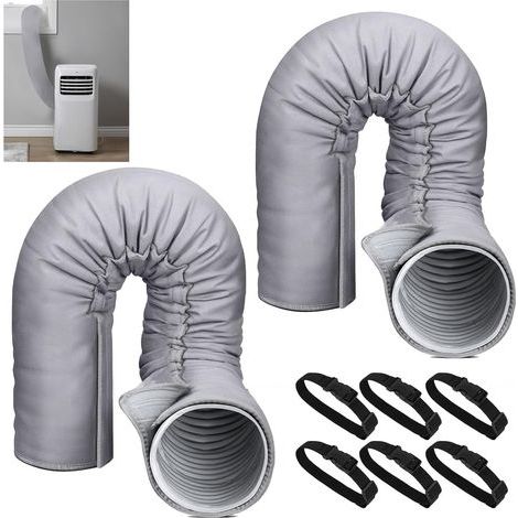 Coppia di manicotti isolanti portatili per climatizzatore portatile, adatti a tubi di scarico con diametro di 12,7 cm e 15 cm, grigio (1/5)