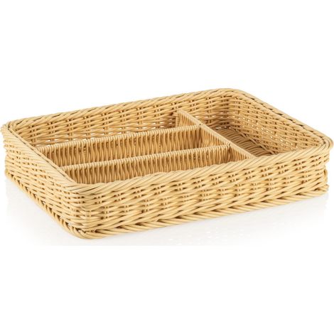 Panier à couverts avec séparations 40 x 30 cm H 6,5 cm beige polypropylène WEAVER PRO - Was Germany (1/2)