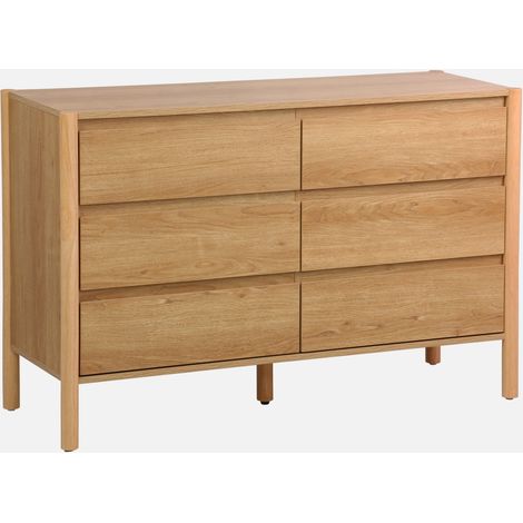 Cómoda con decoración de madera, 6 cajones