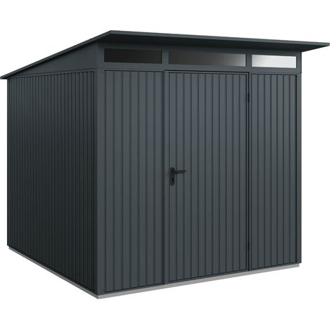 Hörmann Metall-Gerätehaus Berry Classic mit Pultdach Typ 2, 248 x 283 cm, anthrazitgrau, 7 m², 1-flüglige Tür (1/5)