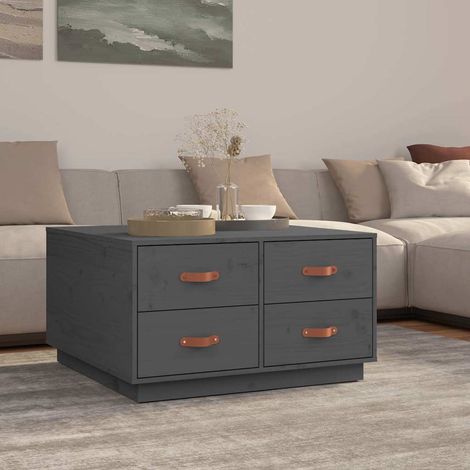 vidaXL Table basse Gris 80x80x45 cm Bois massif de pin (1/5)
