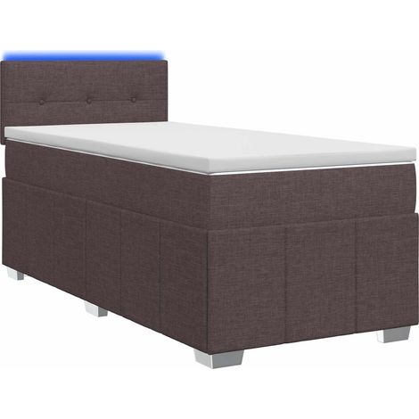 Maison Exclusive - Letto box spring con materasso Marrone Scuro 90 x 200 cm (1/5)