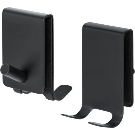 Duschhaken für Handtücher, kein Bohren erforderlich, Edelstahl-Badezimmertürhaken, Adapter für 4-10 mm dickes Glas, 2 Stück, schwarz (1/5)