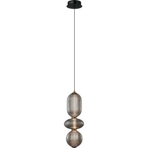 Sospensione Italux NICO nera vetro fumé LED 15W 3 luci (1/2)