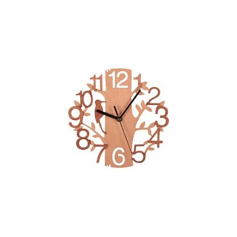 Horloge Murale Arbre en Bois Horloge Ronde Silencieuse Anti-tic-tac pour Cuisine Salon Chambre Bureau (211129GS05-2) (1/4)