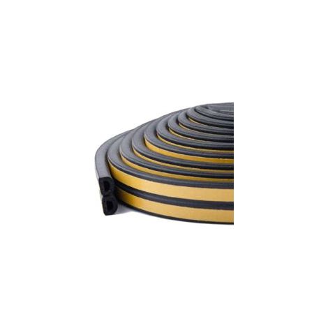 Bande d'étanchéité autocollante en caoutchouc pour portes, fenêtres - 6 m - Isolation acoustique - 9 mm x 6 mm / 6 m - Noir (1/5)