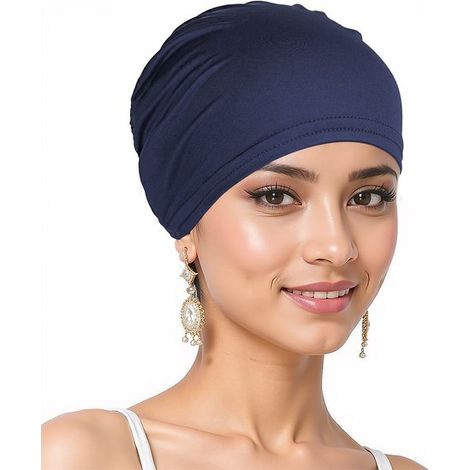 Dos gorros de dormir transpirables y elásticos para mujer, perfectos para dormir y otras ocasiones, Talla única, Azul marino (1/5)