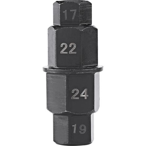 Set bestehend aus 1 Sechskant-Achsenauszieher für Motorrad-Vorderräder, Größen 17, 19, 22, 24 mm. (1/5)