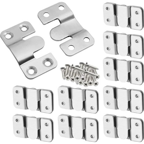 Lot de 10 paires de connecteurs de meubles, de lit, de cadre photo, de trou de serrure, de miroir, support caché encastré avec vis pour cadres photo, miroirs, armoires (1/5)