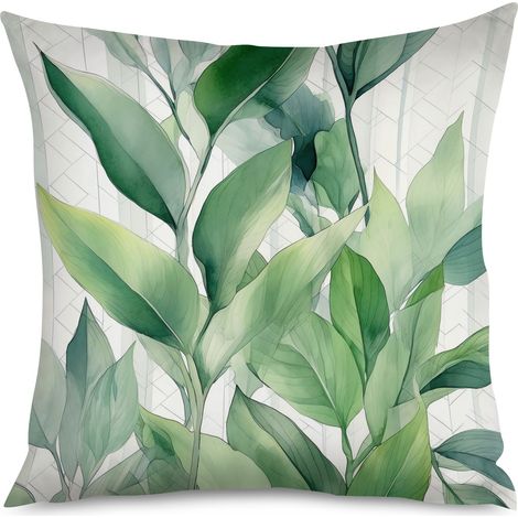 Housse de coussin plantes vertes, décoration naturelle (1/5)