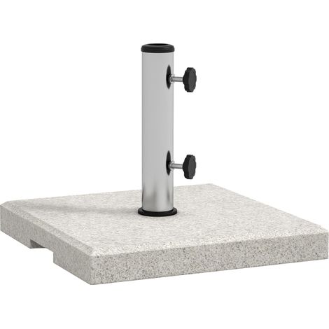 Pied de parasol de jarden 25 kg pour mâts de Ø 32 mm, Ø 38 mm et Ø 48 mm, en granit et acier enoxydable, 38 x 38 x 38 cm, gris (1/5)