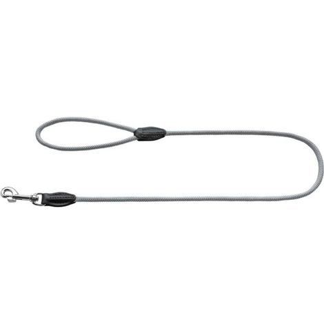 Laisse pour Chien Freestyle EIBY, Couleur : Gris, Corde Polyamide Robuste, résistante aux intempéries, agréablement Douce, adhérente et Facile d'entretien, avec Capuchons en Cuir, Taille : 8