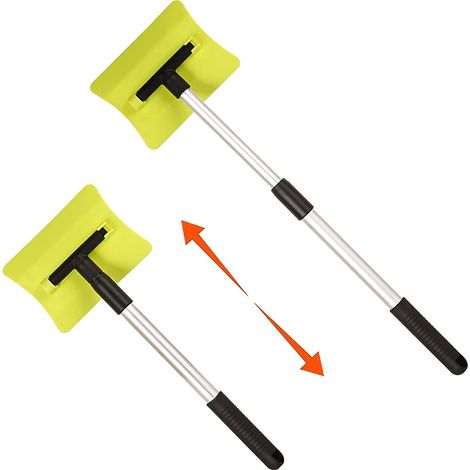 Grattoir à glace pour voiture, grattoir à glace, télescopique, grattoir à neige, grattoir à neige, brosse amovible et rotative et grattoir à glace, outil de déneigement pour voiture, vert (1/5)