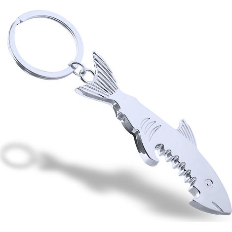 Lot de 2 porte-clés ouvre-bouteilles en métal, design requin (1/5)