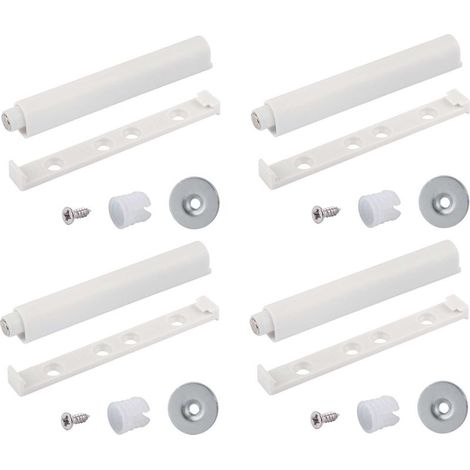Magnetischer Möbelverschluss – 4-fach griffloser Öffnungsmechanismus – Weißer Kunststoff – Für Türen und Schubladen (1/3)