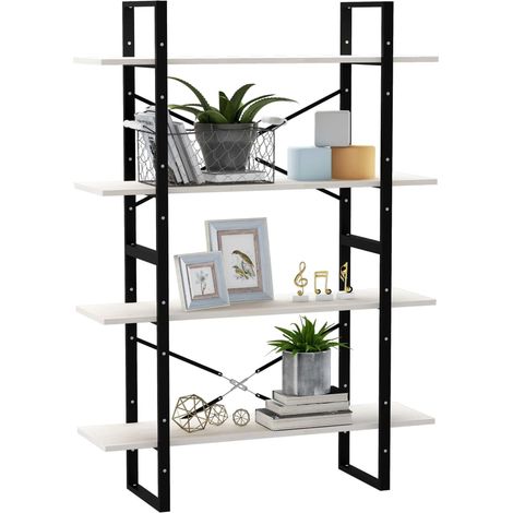 Bibliothèque à 4 niveaux Blanc 100x30x140 Bois de pin massif (1/5)
