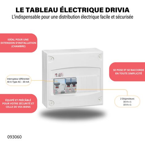 Legrand - Tableau électrique équipé DRIVIA - spécial pour extension chambre