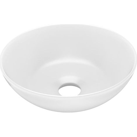 Lavabo vasque à poser Luxueux, Bac à laver, Céramique Blanc mat Rond OIB1982E (1/5)