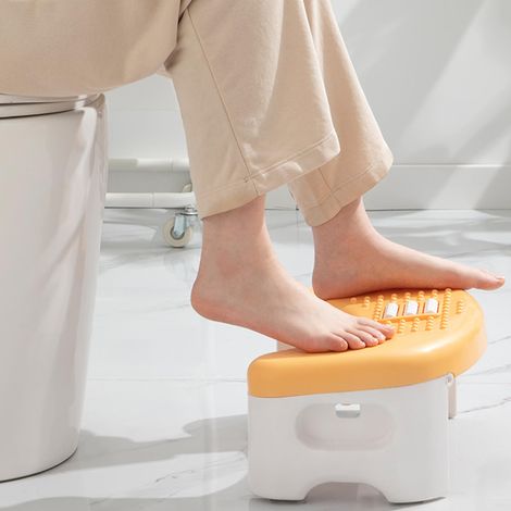 Tabouret de Toilettes Pliable, Antidérapant Tabouret Physiologique de Salle de Bain pour Adultes et Enfants, Contre Les Hémorroïdes et Les Ballonnements, pour Salle de Bain et WC (Orange) (1/5)