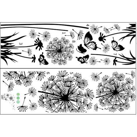 Autocollant Murale Pissenlit - Vinyle Écologique Sans Odeur - Pour Chambre, Salon, Miroir ou Fenêtre - 1 Pièce (1/4)