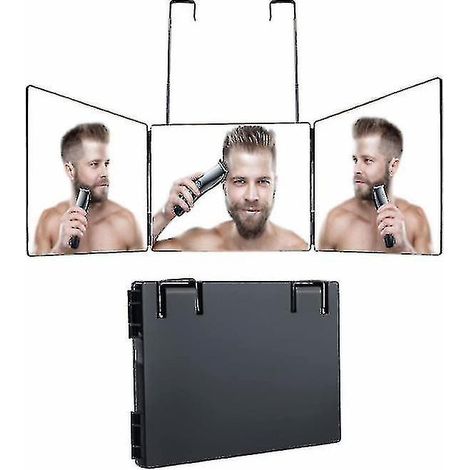 Miroir de coiffeuse pliable à trois côtés, rétractable et suspendu (1/5)