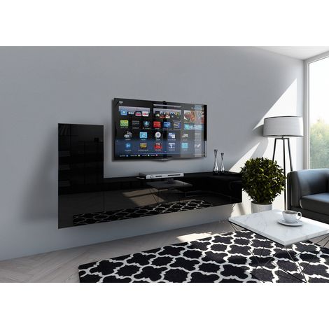 Ensemble meuble TV CONCEPT 43-43-HG-B-1-1B noir brillant 219 cm (1/2)