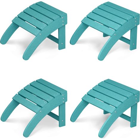 GARVEE - Repose-pieds Adirondack HDPE - Pouf d'extérieur résistant aux intempéries pour jardin, terrasse et piscine(Bleu) (1/5)