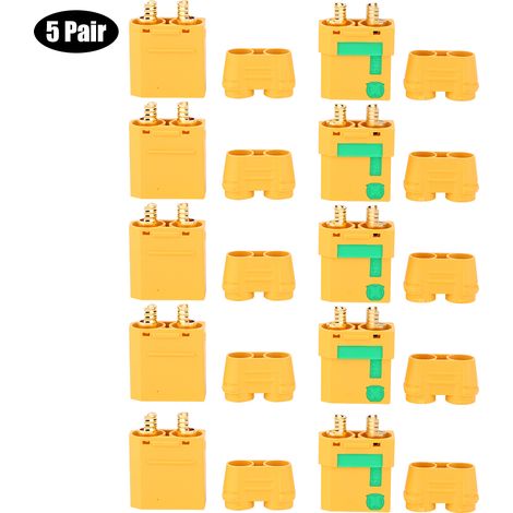 5 paires de connecteurs bananes XT90-S XT90 UL94V-0, ignifuges et anti-étincelles, prise mâle pour batterie (1/5)