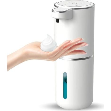 Automatic soap dispenser, touchless foaming soap dispenser, 400ml USB rechargeable dispenser, wall-mounted, 4 levels, adjustable motion sensor, leak-proof pump (white) (1/5)