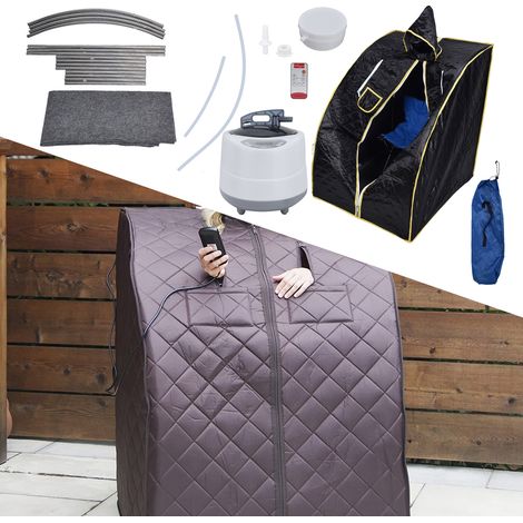 Tragbare Saunakabine 2,0 l, 1000 W, 9 Temperaturstufen, Fernbedienung, für Zuhause, Mini-Sauna aus Edelstahl 304, 220–240 V Wechselstrom (1/5)