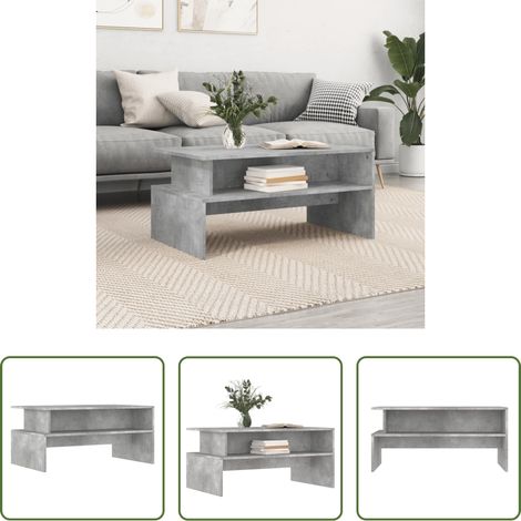 Table basse gris béton - Table basse gris béton 90x55x42,5 cm bois d'ingénierie (1/5)