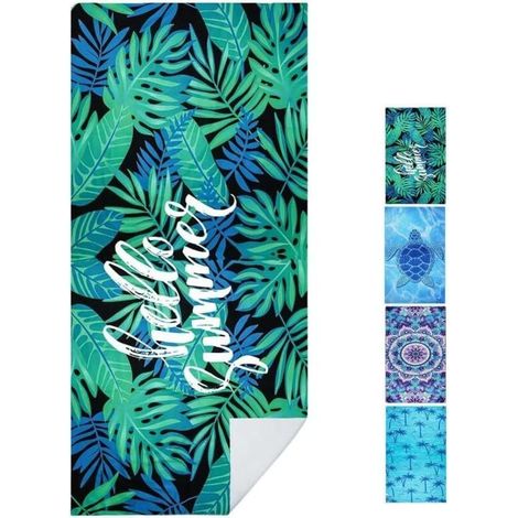 Grande Serviette de Plage 180 x 80 cm, Grande Serviette de Plage en Microfibre, éponge à Rayures (1/4)