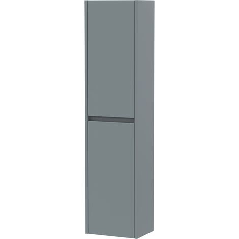 Square Wall Hung 2 Door Tall Bathroom Unit, 350mm - Matt Coastal Grey