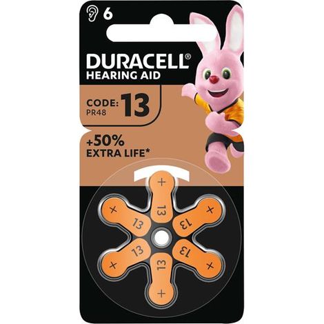 Duracell S492 Specialty Hearing Aid Batteries Size 13 (6 Pack) DUR13