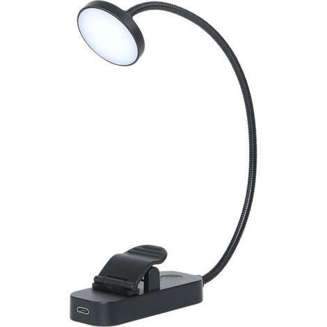 Lampe de lecture LED flexible à pince avec marque-page, lampe de lecture respectueuse des yeux, rechargeable par USB, veilleuse à intensité variable (1/5)