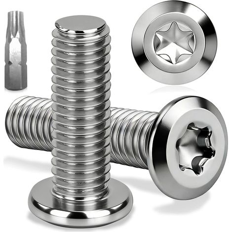 M4 Vis à Tête Plate Torx, Vis en Acier Inoxydable A2 V2A, M4x12 mm Boulons de Meubles, 15 Pièces Boulons à Hexagonale Filetage Complet Avec Torx Tournevis pour Réparation de Meubles (1/5)